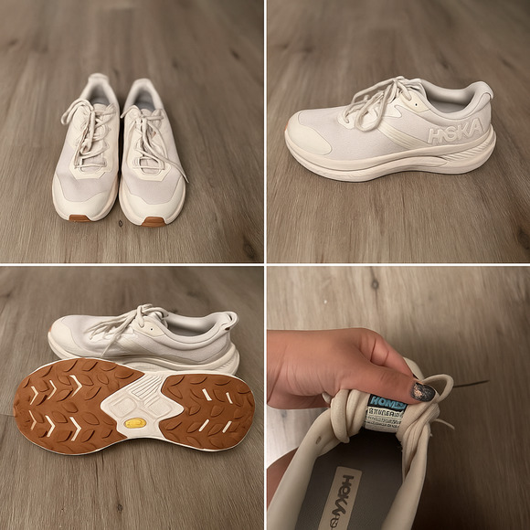 HOKA Transport Women Sneakers Eggnog Sz7B Vibram Sole CORDURA Neutral Minimalist - Picture 10 of 11